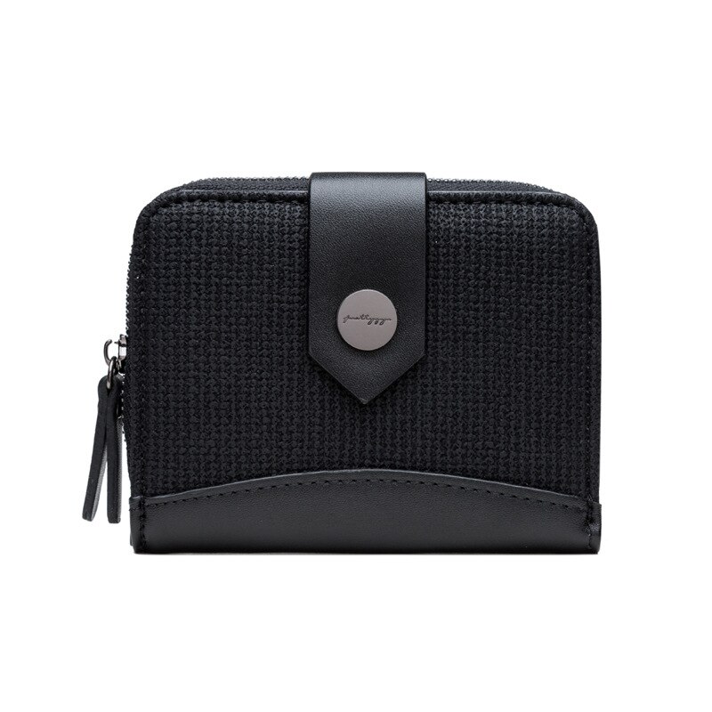 Mulher pequena carteira de mulher curto dobrável ins estudante multi-função moeda bolsa: Black