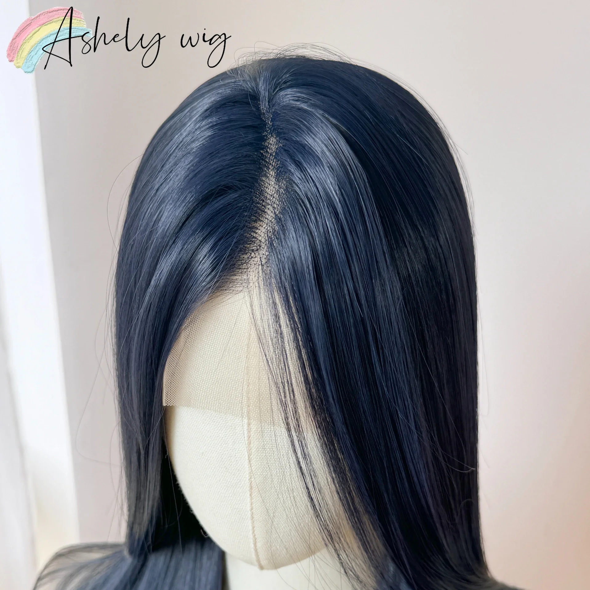 Blue Wig Long Straight 13x4 Dark Blue Glueless Lace Wigs for Woman Natural Heat Resistant Fiber Hair Synthetic Lace Front Wigs