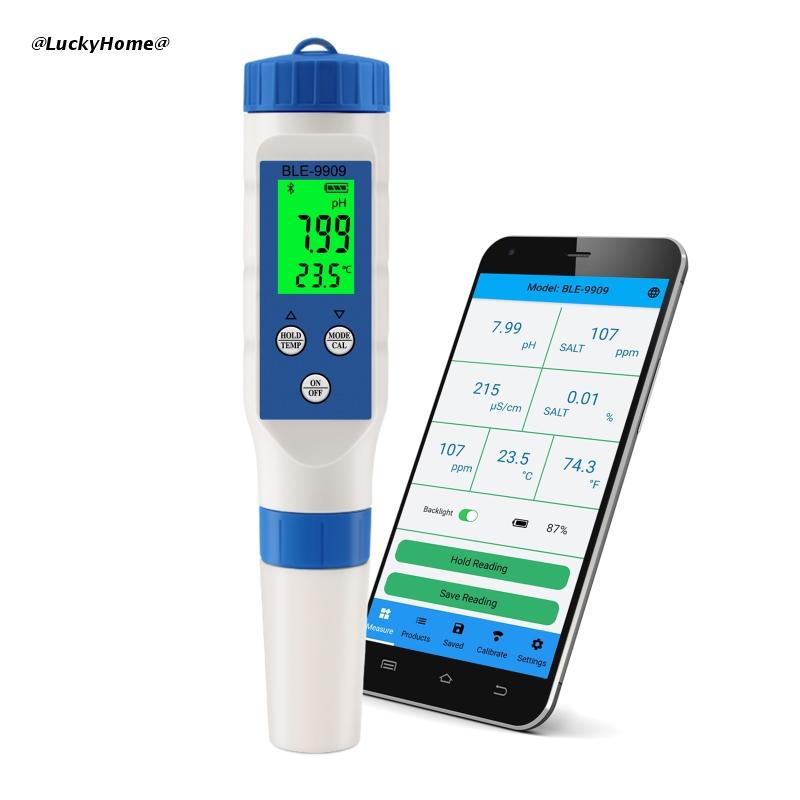 Ph-mètre numérique 5 en 1 avec TDS/EC/salinité/mesure de température, testeur multi-paramètres étanche et très précis