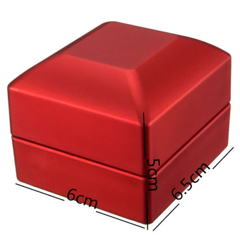 Luxury Ring Leather Box with LED Light Engagement Wedding Rings Case Boxes Red