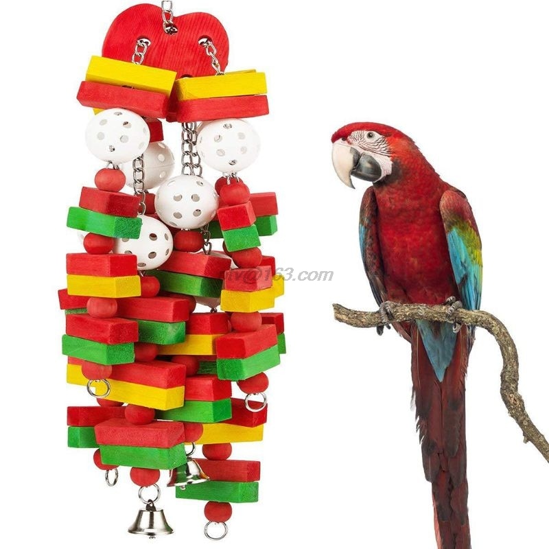 Colorful Parrot Bite Toys African Grey Macaws Cockatoos Eclectus Kinds of Birds Training Playing Accessories Supplies