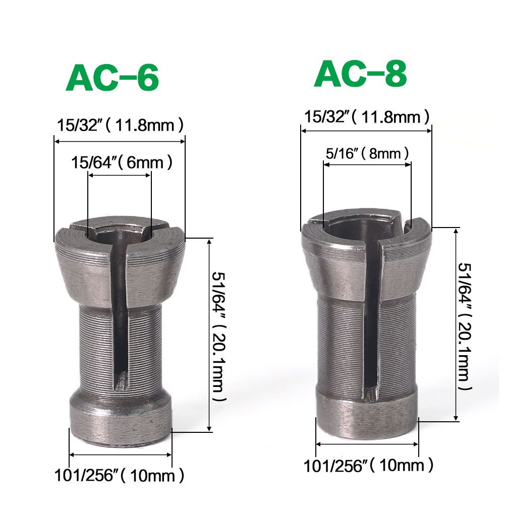 1 Set 1/4 ''6Mm 6.35Mm 8Mm Schacht Frees Spantang Graveren Trimmen Frees Voor hout Frezen Houtbewerking