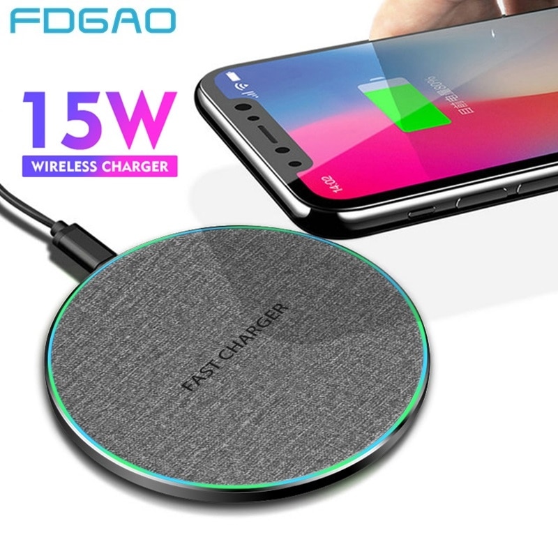 FDGAO 15W Qi Wireless Charger For iPhone 12 11 X XS XR 8 Type C Quick Charge Pad Phone Charger For Samsung S10 S20 Note 10 20