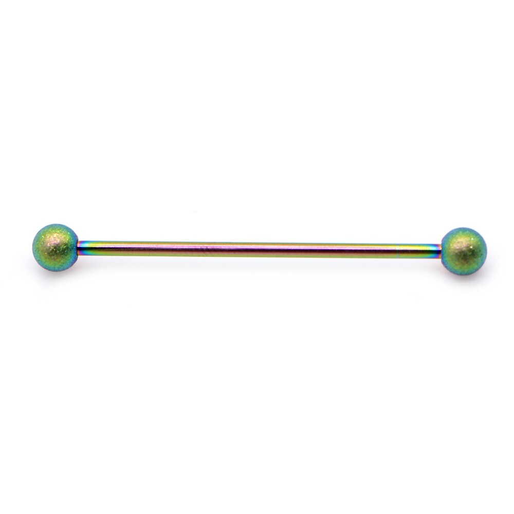 14G 1pc Stainless Steel Industrial Barbell Earrings Twisted Matte Rainbow Ear Cartilage Helix-Conch Piercing Jewelry: Style C-Multicolor