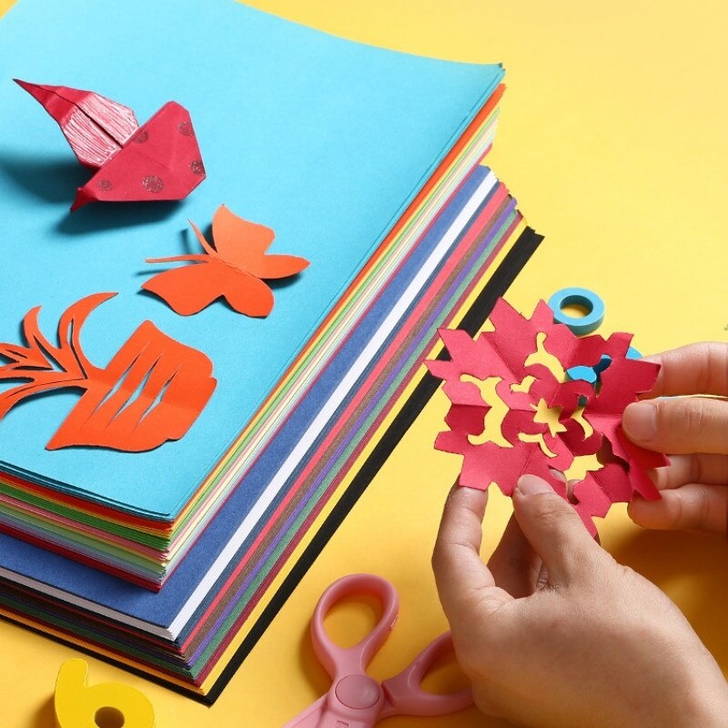 50 hojas de papel grueso hecho a mano de cartón duro de Color, papel grueso de Color A4, papel de corte de papel duro para estudiantes Diy para hacer papel duro A4