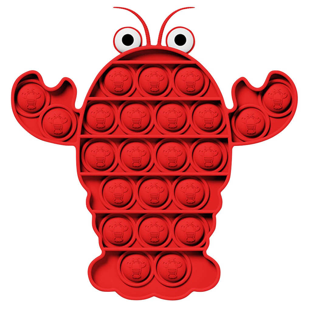 Push Bubble Fidget Toy Silicone Push Pop Fidget Toy Pineapple Carrots Shape Turning Pressing Stress Reliever Squeeze Toy: lobster shape
