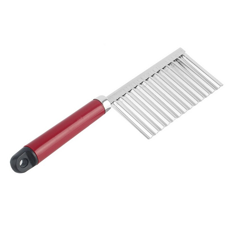 Rustfritt stål potetskjærer skjærer deig grønnsak frukt krøll bølget skjærer kniv potetskjærer hakker pommes frites maker: B
