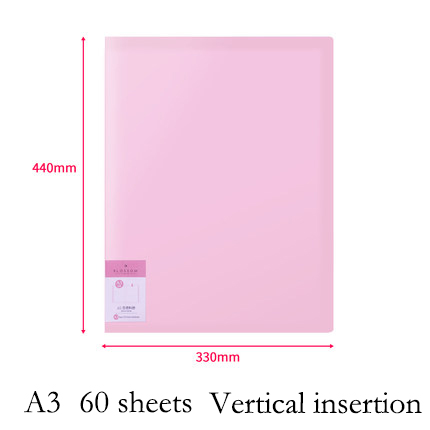 Deli  a3 datadokumentpresentationsmapp 297*420mm 60/40 sidor transparent mapp vertikalt infoga dokumenthäfte: Rosa 60 ark
