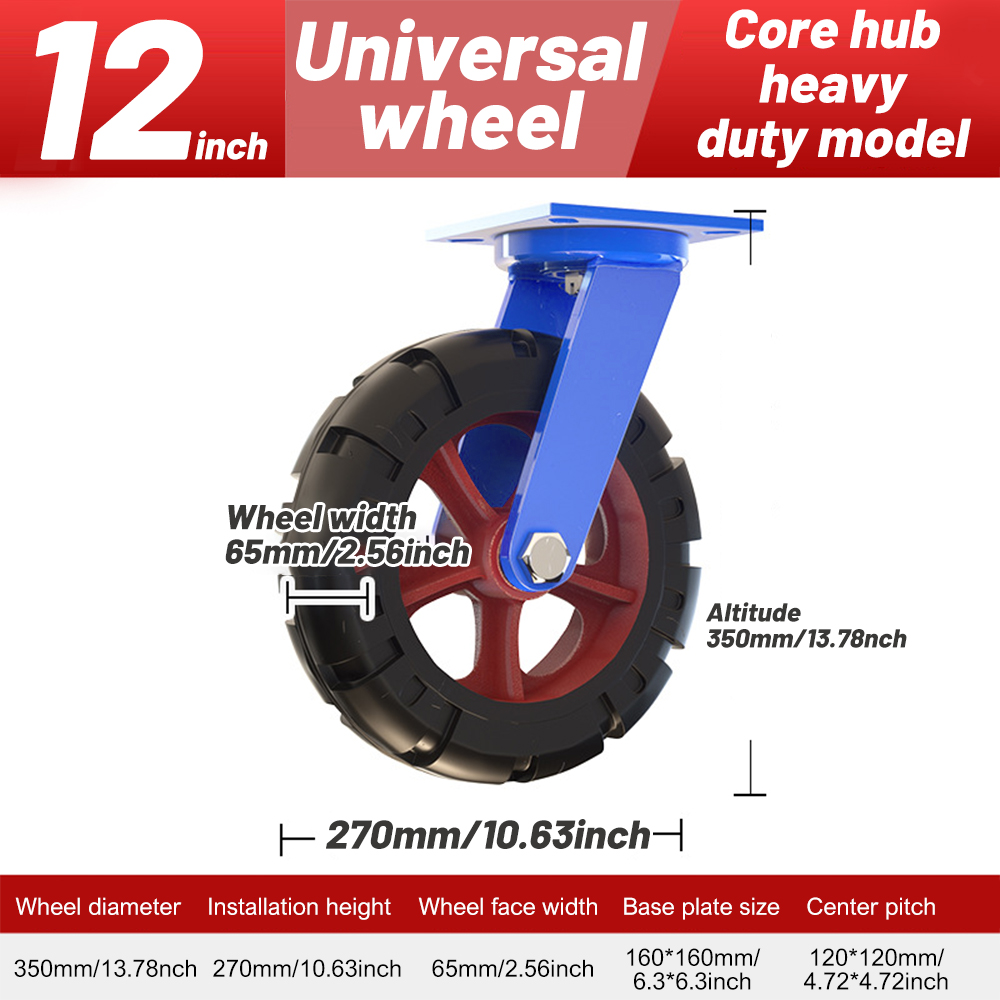 Caster Wheels 6/8/10/12inch Furniture Caster Soft Rubber Universal Wheel Swivel Caster Roller Wheel: black