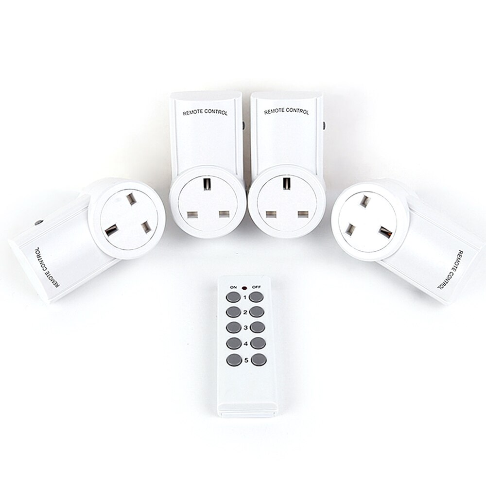 230V 10A Remote Control Socket Convenient Wireless Power Socket House Power Outlet Light Wattmeter Energy Meter EU Plug: 1 remoter 4 socket