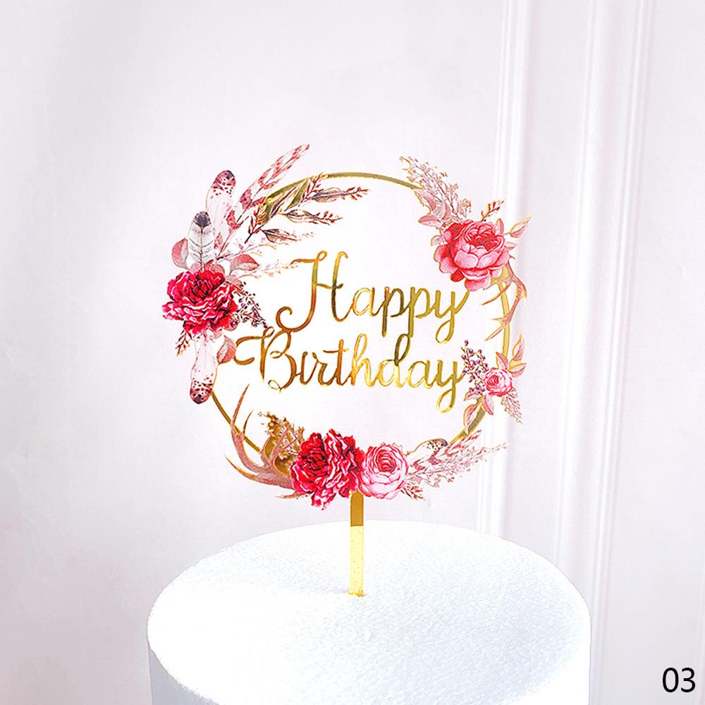 Acryl Gelukkige Verjaardag Cake Topper Resuable Hart Letters Guirlande Anniversary Topper Cupcake Dessert Decor Feestartikelen: Happy Birthday-02