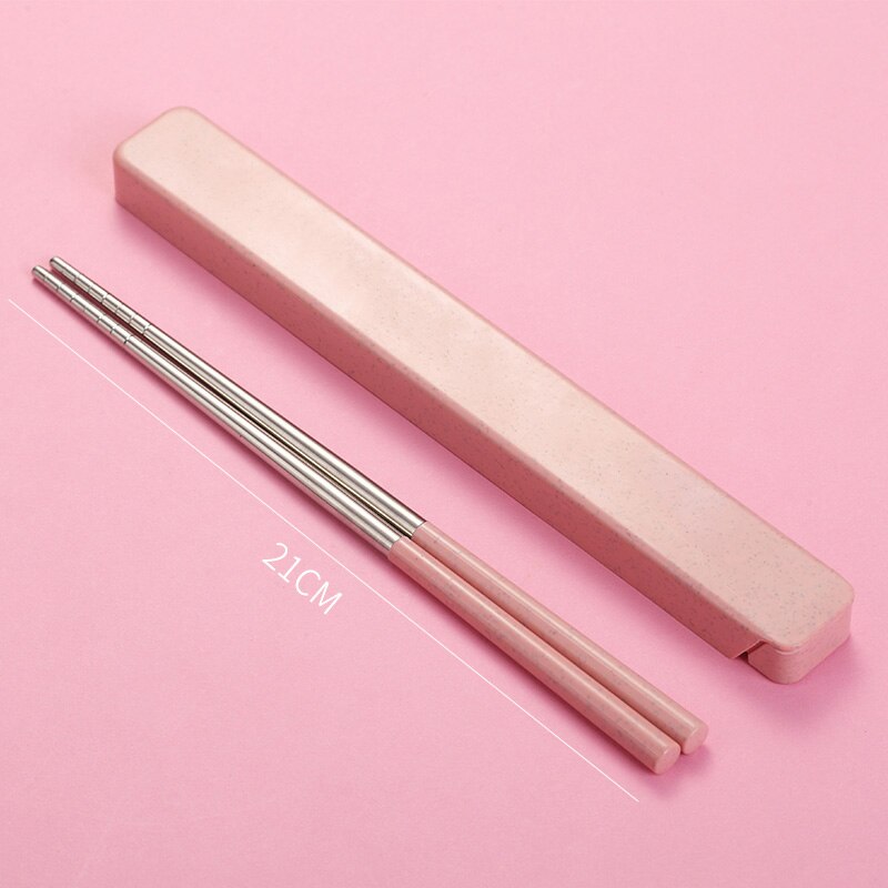 304 Roestvrij Staal Chinese Metalen Eetstokjes Draagbare Reizen Chop Stick Herbruikbare Voedsel Sticks Voor Sushi Hashi Baguette Eetstokjes: Pink