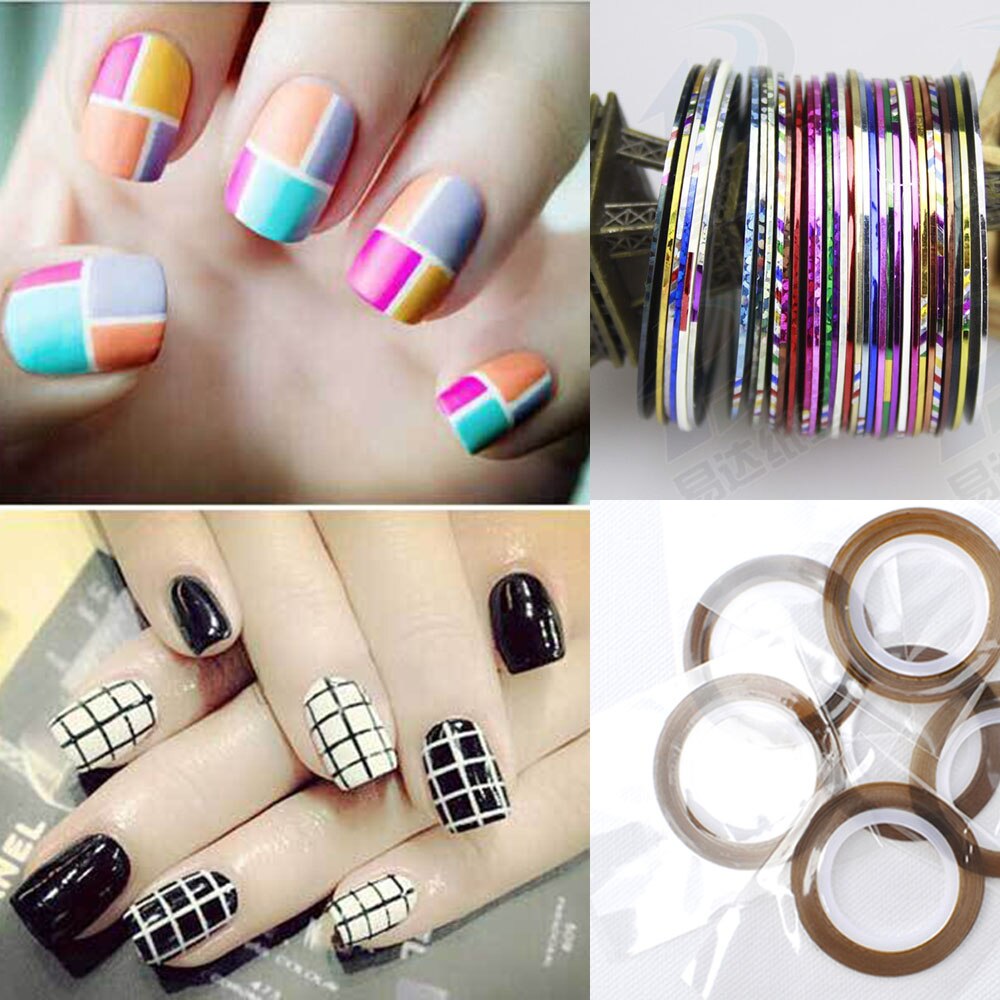 10 Pcs Mixed Kleurrijke Nails Beauty Rolls Striping Decals Folie Tips Tape Line DIY Nail Art Stickers nagel Gereedschappen decoraties