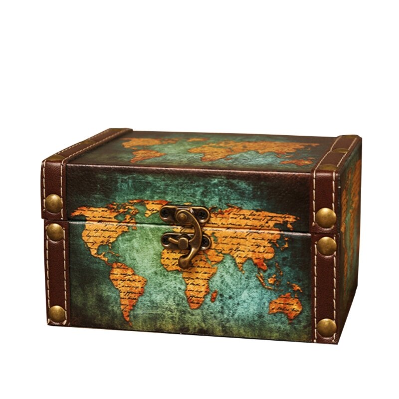 Bellaa Decoratieve Boekendoos met Laden Verborgen Opslag Retro Antiek Vintage Flux Lederen Houten Dozen 8 bij 6 Inch