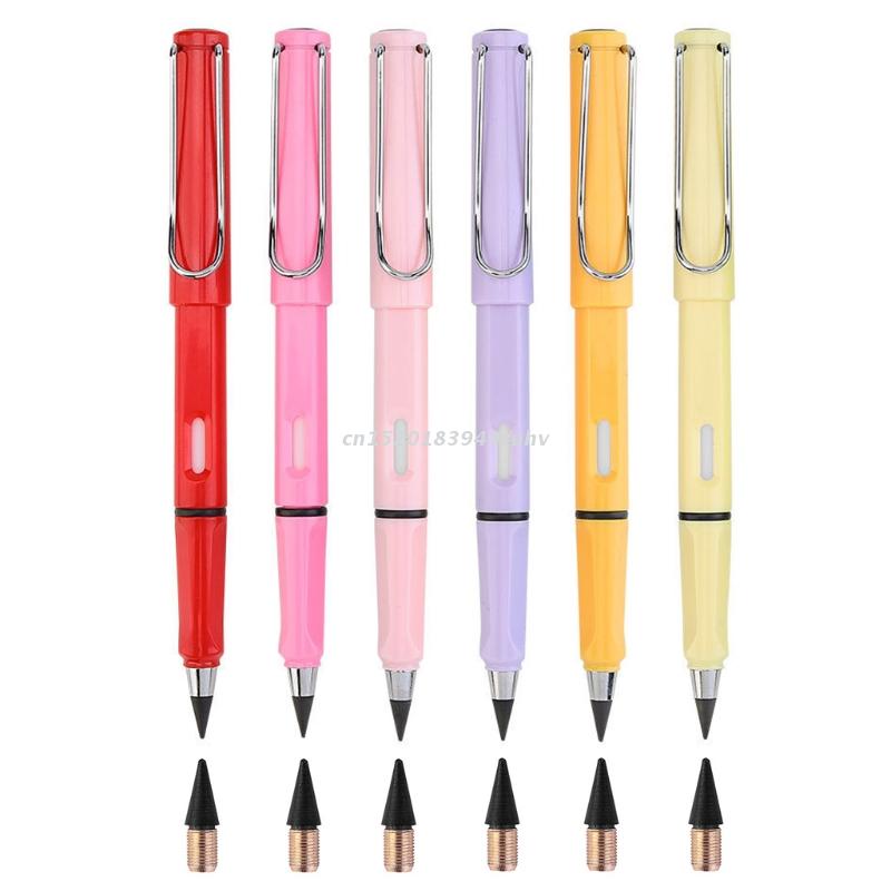 Packof 12 Fountain Pen-like Inkless Pens Set Everlasting Pencil Signing Pen for Beginner Student Sketching Drawing: 6 pens 6 cores