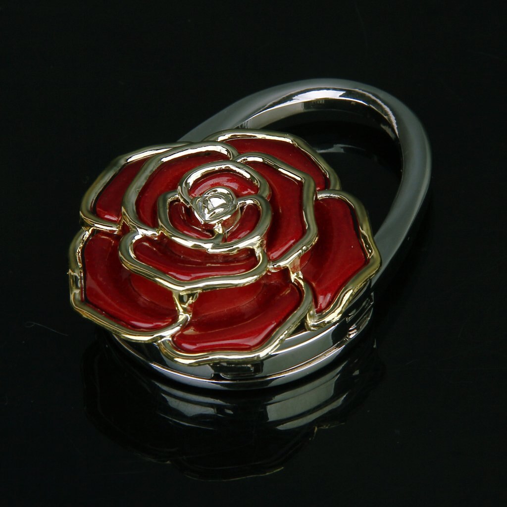 5x folde håndtasker/pung/taske bøjle bord krog hænge holder rose blomst form