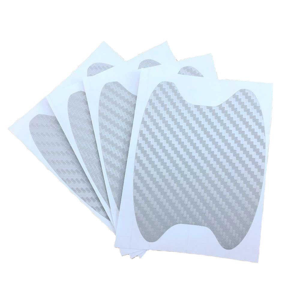 4 stk / parti universal bil dørhåndtag ridser bil ryster beskyttende vinyl protector film bilhåndtag beskyttende: Sølv