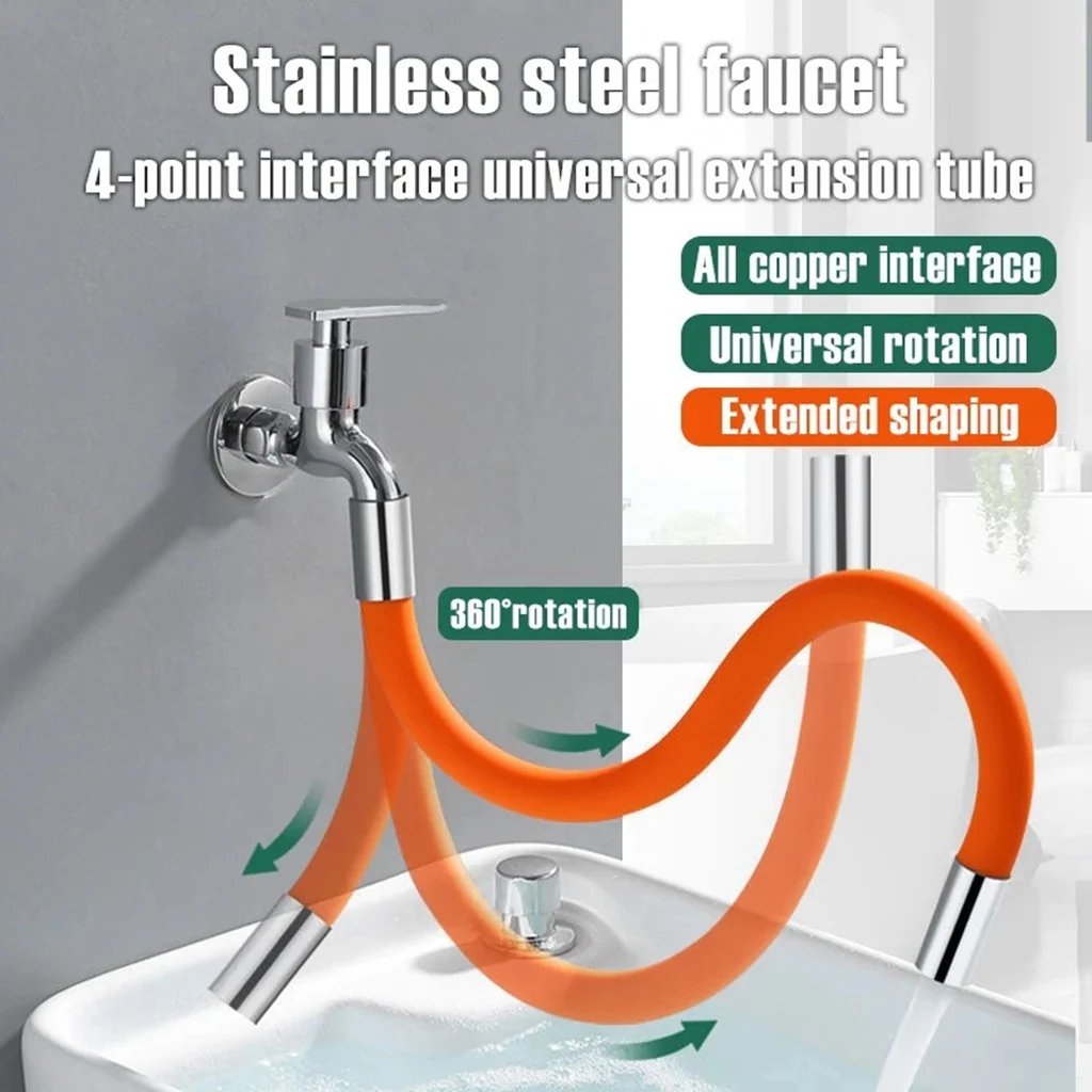 Extension de robinet de salle de bains, robinets de cuisine universels, buse de robinet d'eau 360 ° Adaptateur d'extension de douche rotative, accessoires de salle de bains