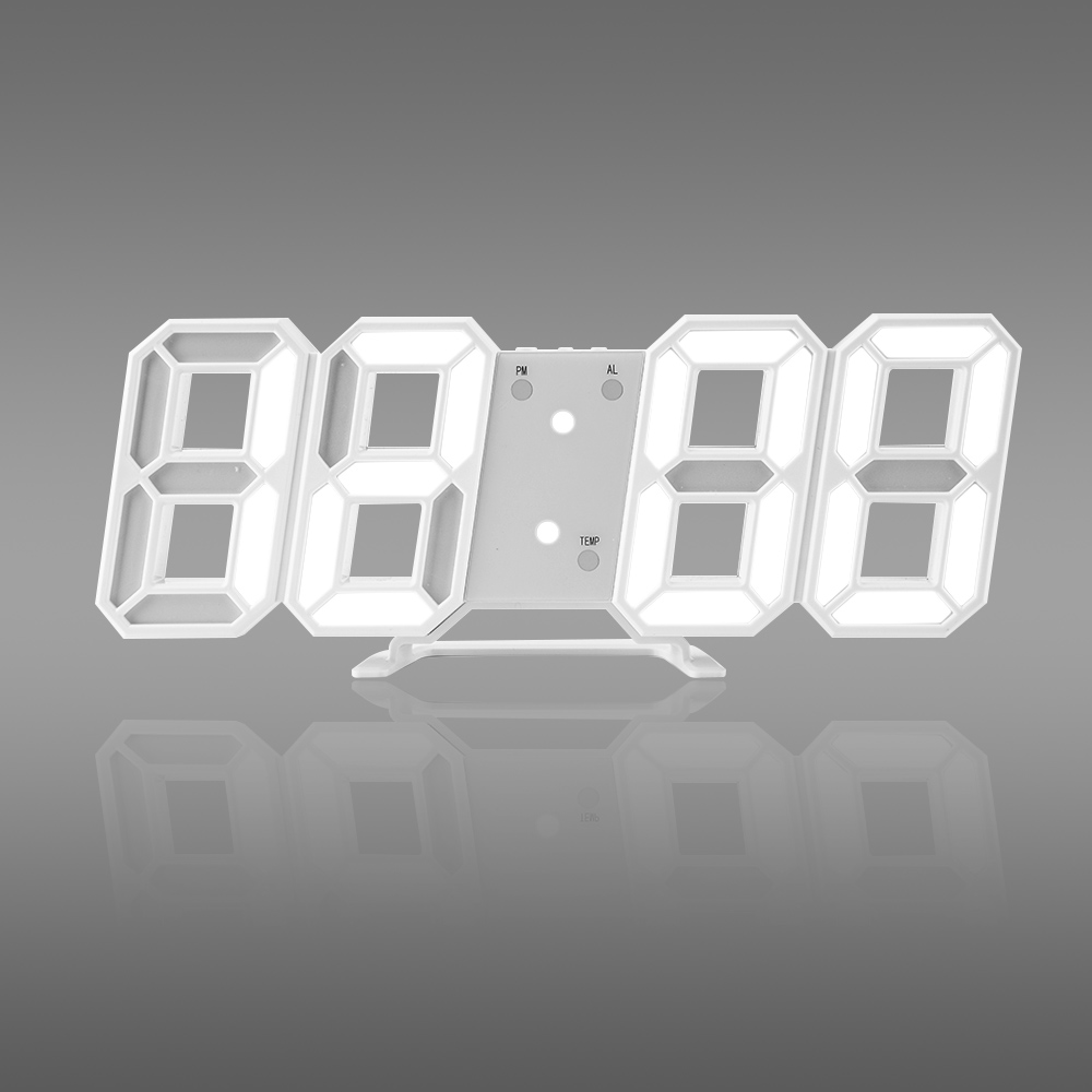 3D LED Wanduhr Moderne Digitale Tisch Uhr Alarm Nachtlicht Uhr Für Heimat Wohnzimmer Dekoration: Weiß A