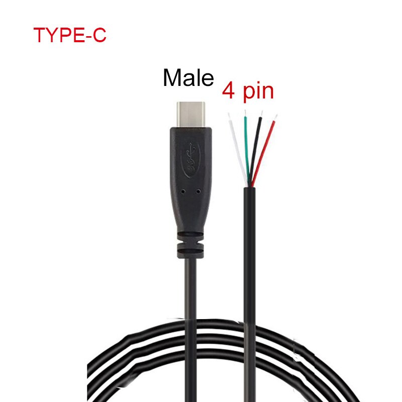 Connecteur Micro USB 2.0 Type C, 5 Types de fils, alimentation électrique, câble d&#39;extension, chargeur mâle vers femelle, ligne de données à 2 broches et 4 broches: TYPE-C male 4pin