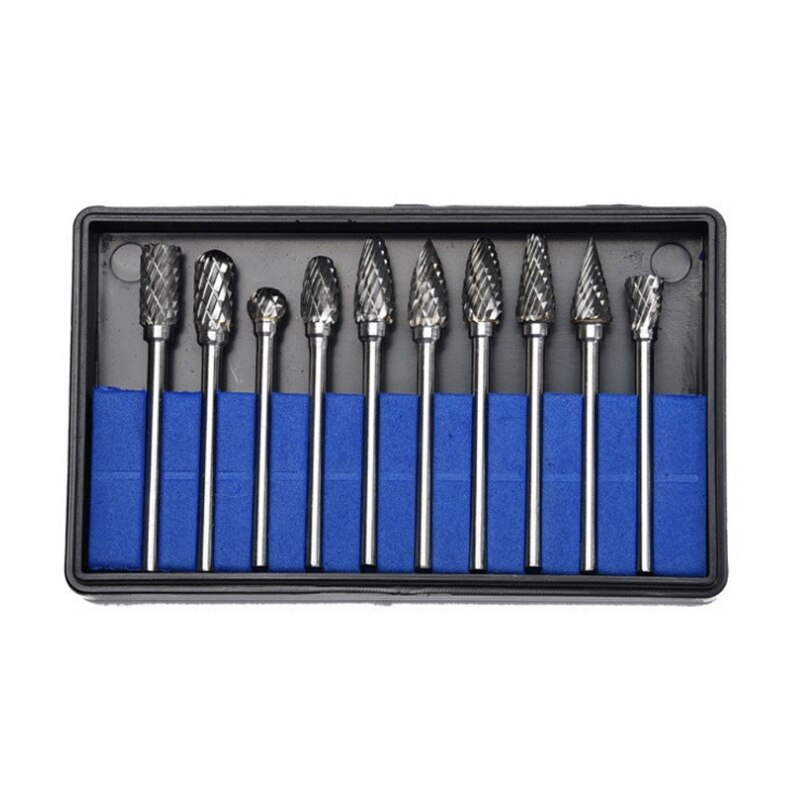 10Pcs Gecementeerde Carbide Roterende Bestand Tungsten Carbide Carving Polijsten Boor 35ED
