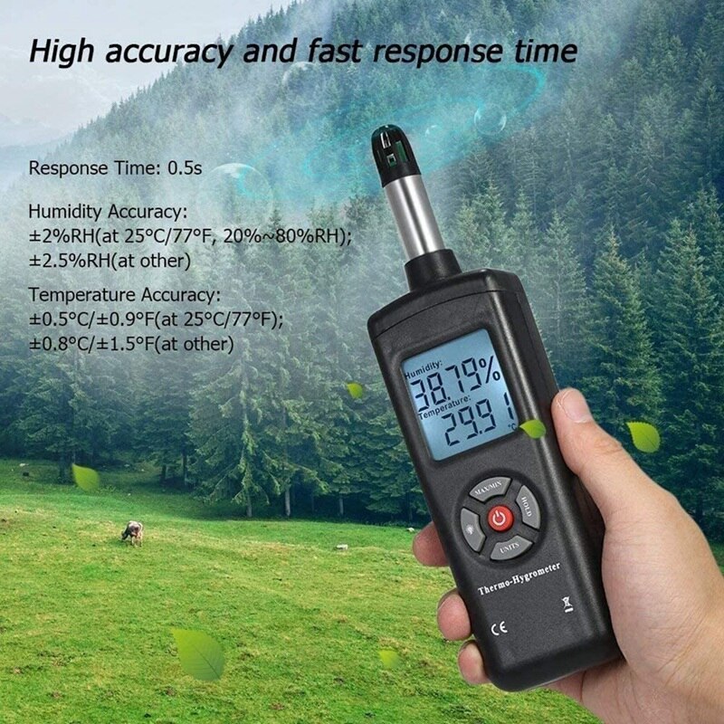 ! Digital Psychrometer Thermo Hygrometer, High Sensitive Thermo Hygrometer With Dew Point Wet Bulb Temperature Humidity