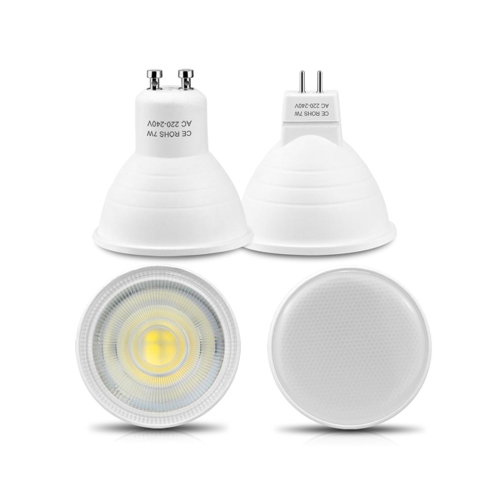 220v 7w gu10 mr16 led spotlight ikke-dæmpbar led pære lampe downlight plast aluminium cool spot lys bord loftslys