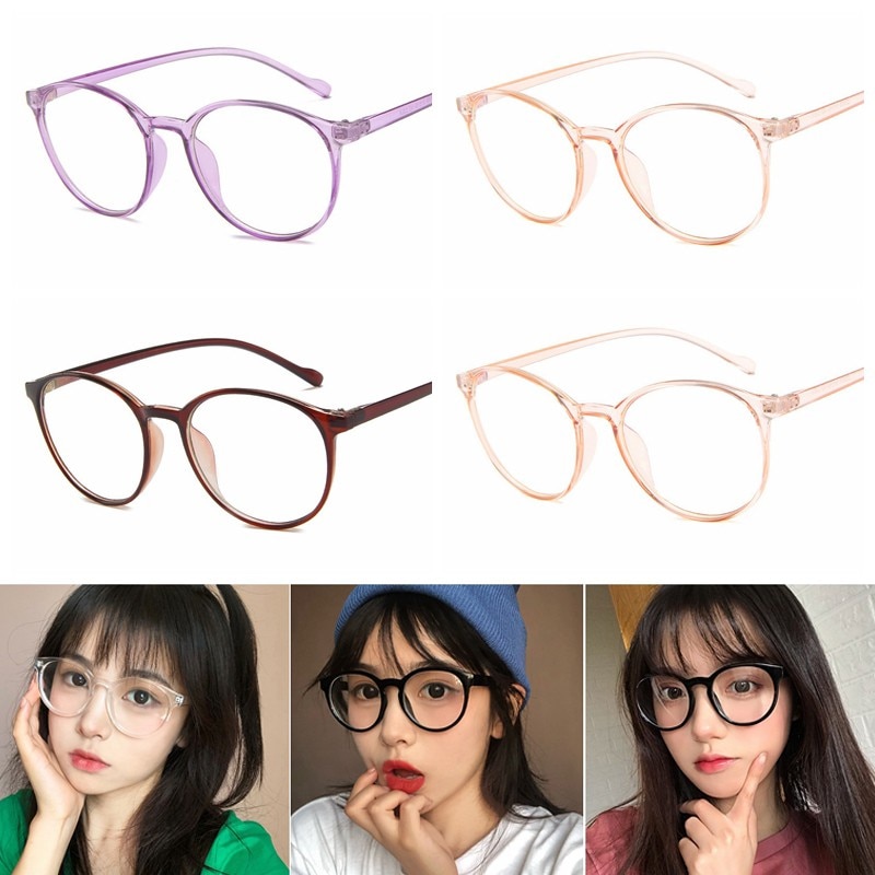Gafas redondas de estilo Vintage para mujer, anteojos con marco óptico de espejo plano clásico para adulto, gafas de cuidado con visión Unisex