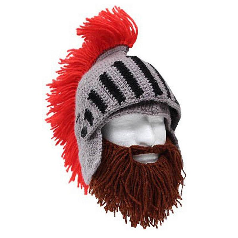 Gorros de casco de caballero romano para hombre y mujer, sombreros con barba hecha a mano, gorros de esquí, divertidos, cálidos, para