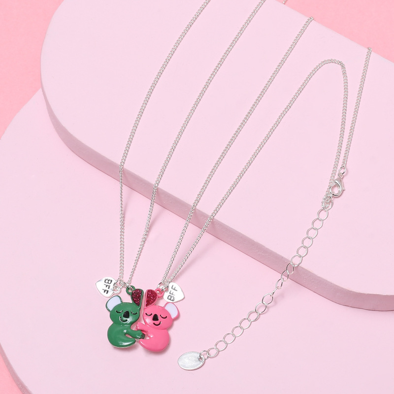 2PCS/Set Cartoon Cat Shape Pendant Chain Best Friends Necklace BFF Friendship Children's Jewelry for Girls: Style 11