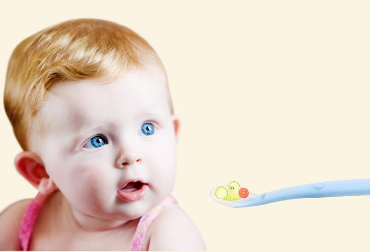 Baby blød silikone ske mad grade baby fodring skeer sikkerhed bordservice spædbarn læring skeer til 4m-3y baby