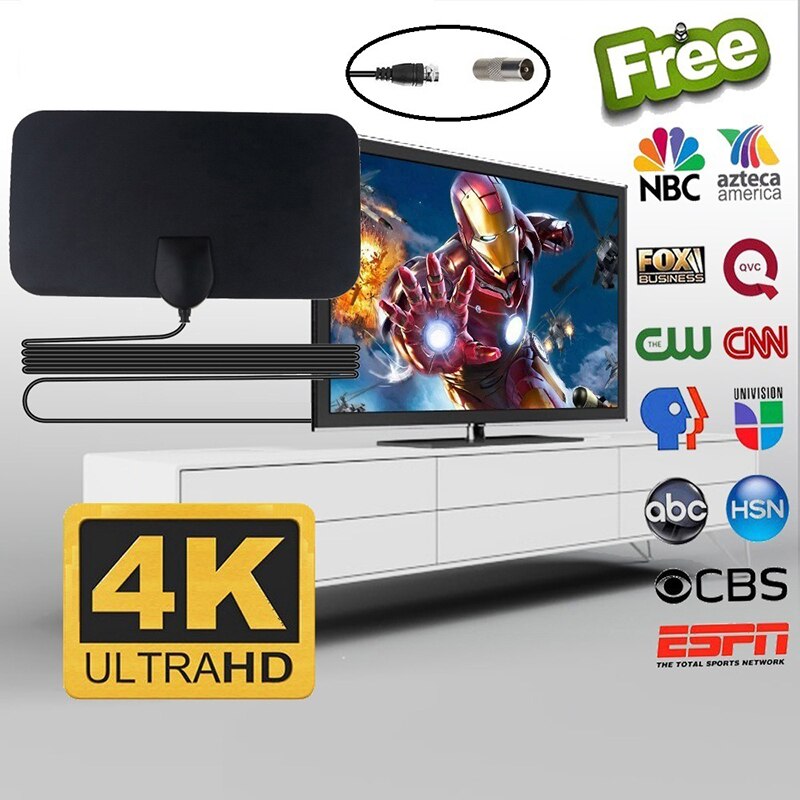 4K 25DB High Gain Hd Tv Dtv Box Digitale Tv Antenne 50 Mijl Booster Indoor Antenne