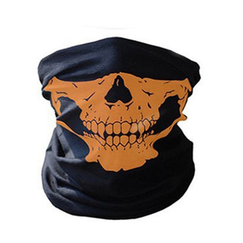 1 st Halloween Masker Festival Schedel Masker Outdoor Motorfiets Fietshelm Multifunctionele Halswarmer Gezichtsmasker Bandana Hoofdband: Orange