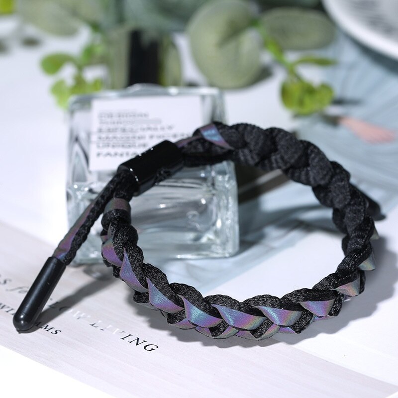 Beperkte Tijd Prijs! Paar Armband Reflecterende Armband Mannen Vrouwen Geweven Hand Strap Eenvoudige Ornament: black