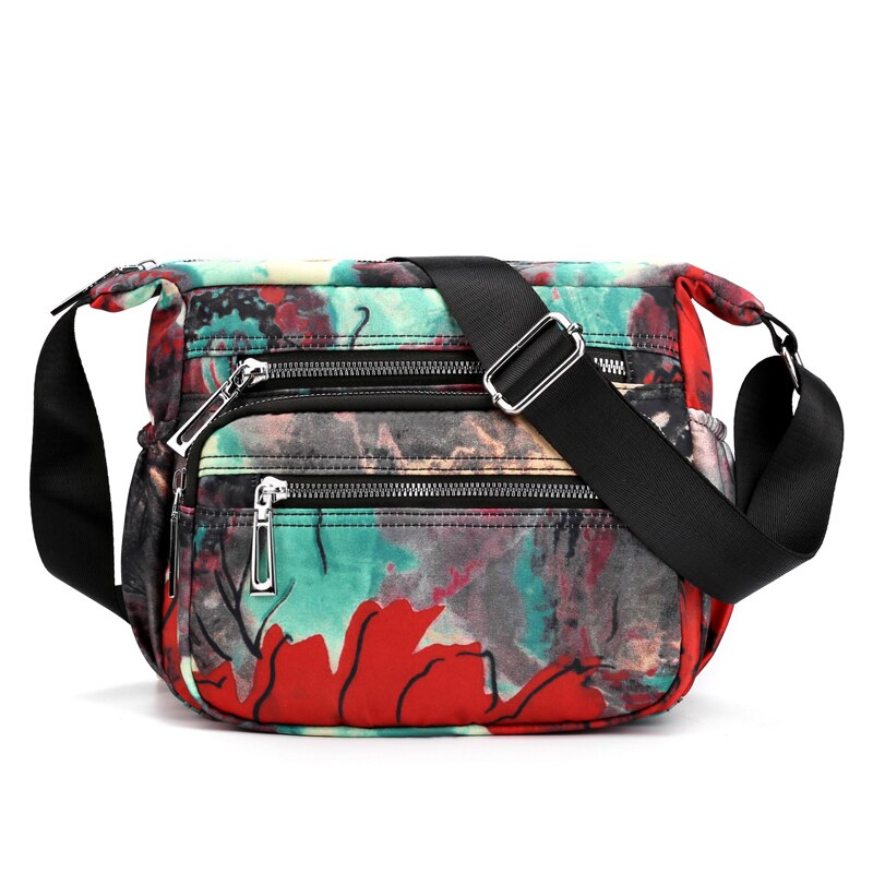 Nylon Shoulder Bag For Women Waterproof Multi-pocket Zipper Messenger Bag Flower Travel Purses And Handbags Bolsa Feminina Sac: 5