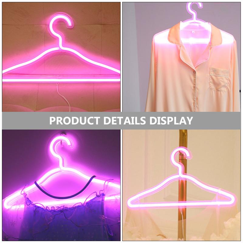 Letrero de luz LED de neón, soporte de ropa alimentado por USB, luces decorativas, colgador de luz para dormitorio, tienda de ropa, decoración de pared