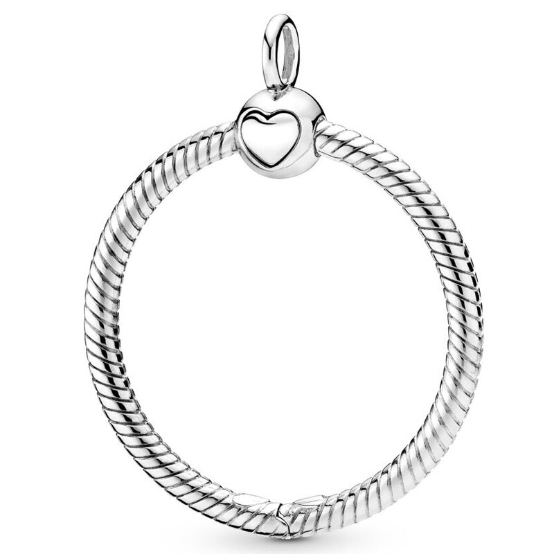 Abalorio de plata esterlina 925, accesorio con forma de corazón, pequeño, mediano, grande, corona con cuentas O colgante, compatible con pulsera Popular, joyería artesanal: 4