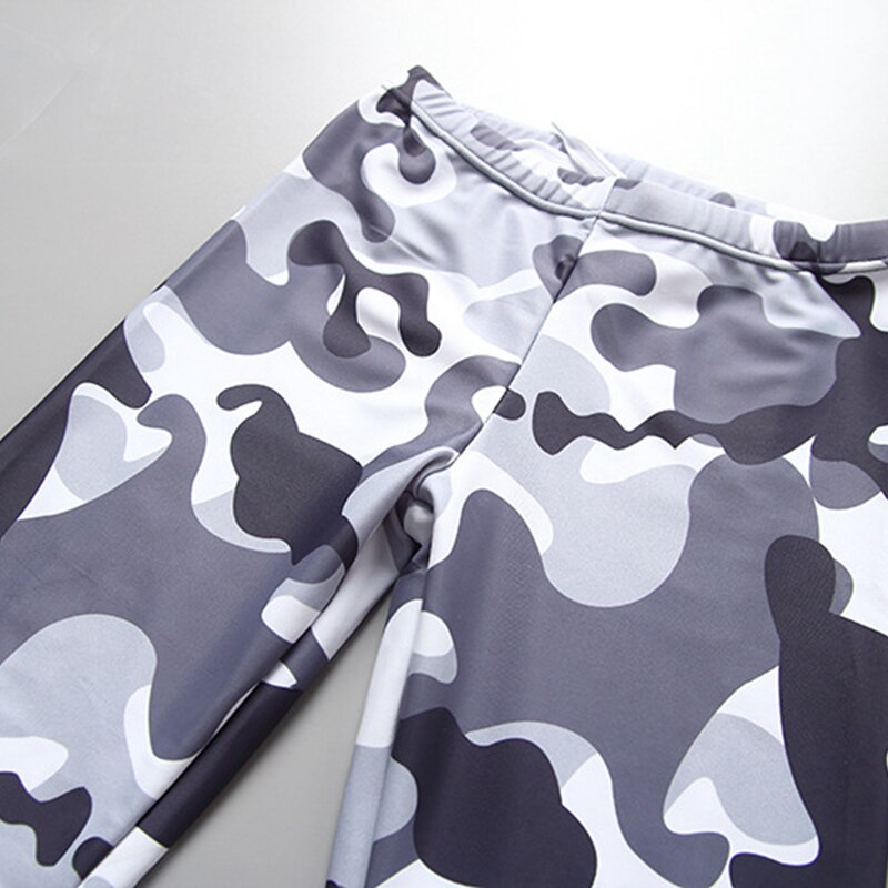 Swimwear for Children Camo Print Long Sleeve Swimsuit for Boys 3 Pieces Toddler Swimming Wear Anti UV Bathing Suit Child Black