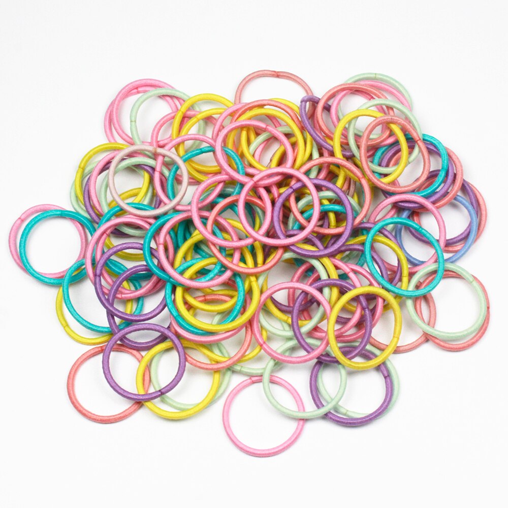 100 st / lotgirls små färgglada hårband för tunna hårband 2mm elastiska små flickahårtillbehör 2.2cm: 4
