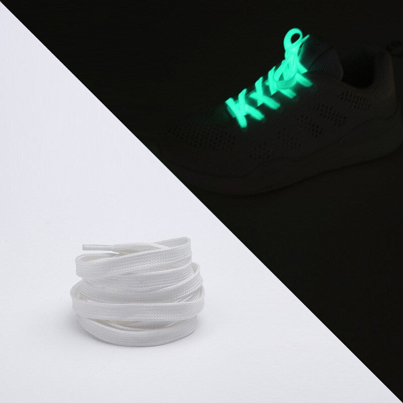 1pair Luminous Shoelaces Fluorescent Shoelace sneakers Shoelace Glow in Dark Night Glowing Shoe Laces Shoestring: White / 80cm