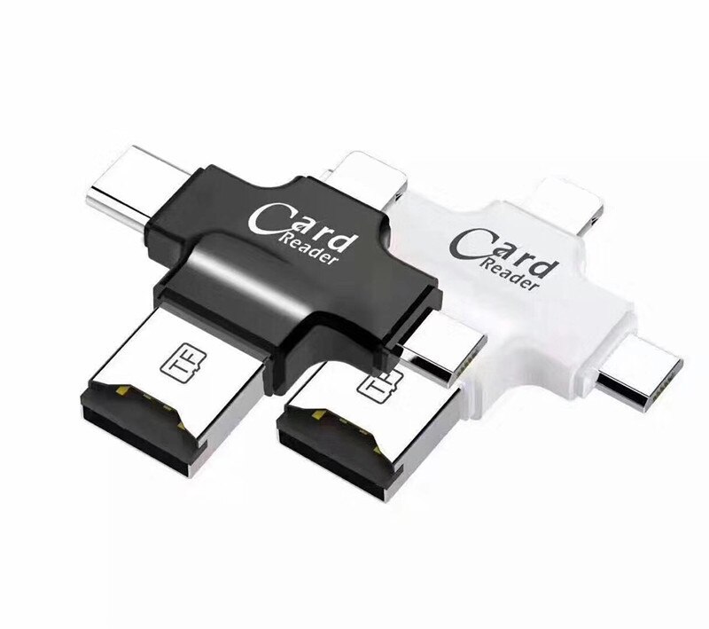 4 In 1 Type-C/8pin/Micro Usb/Usb 2.0 Memory Card Reader Micro Sd-kaart reader Voor Android Ipad/Iphone 7Plus 6s5s Otg Reader