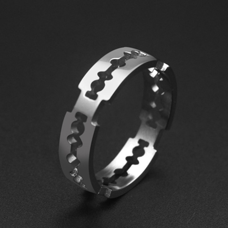 Razor Blade Ring Stainless Steel Hollow Ring Women Men Jewelry Hip Hop Party Club Size 7 8 9 10 11