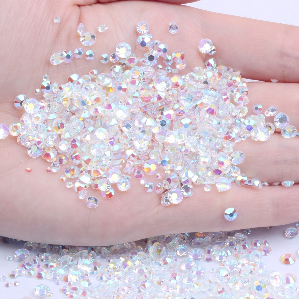 Hars Strass Niet Fix Clear Ab 500/1000 Stuks 2-6Mm Ronde Plaksteen Diamanten Applicaties Voor craft Stof Trouwjurken: 2345Mix Size 1000pcs