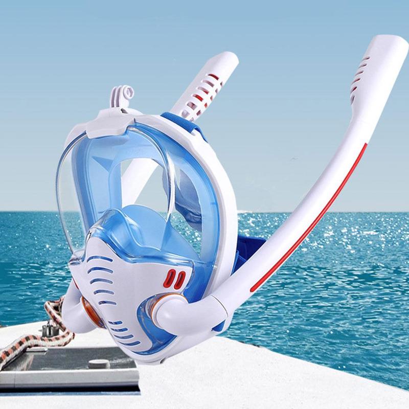 S Size Full Face Snorkeling Mask Double Tube Silicone Full Mask Swimming Dry Mask Adult Diving Goggles Diving P2M6