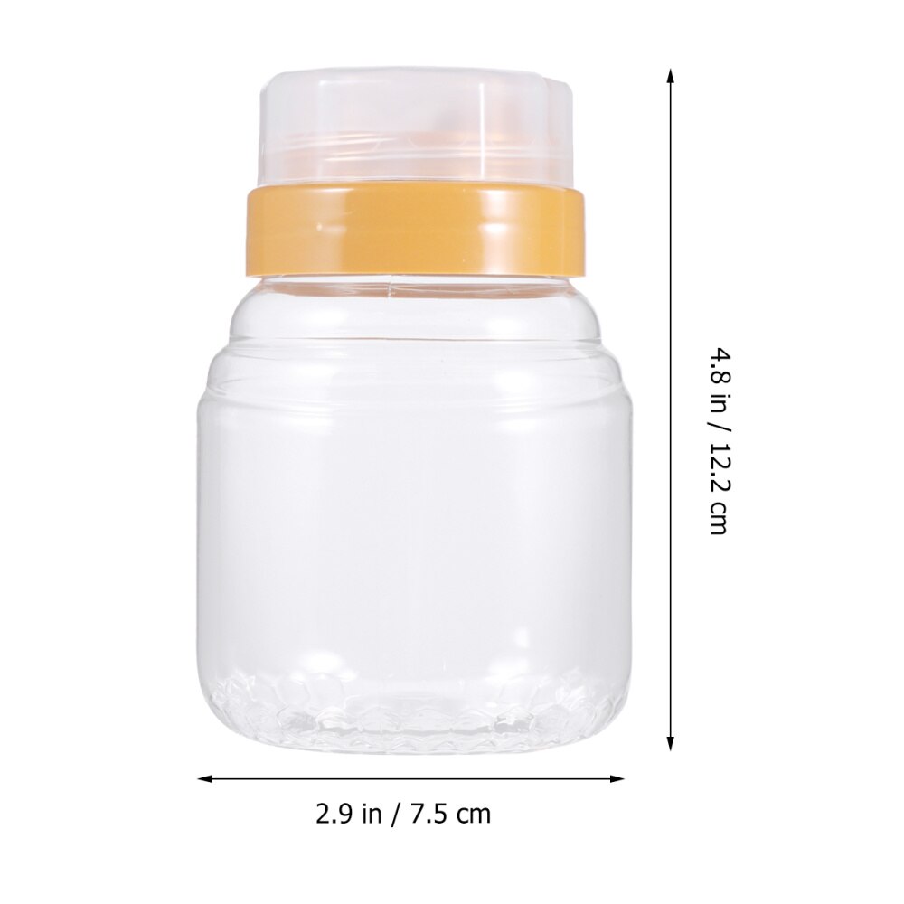 4Pcs 500g Transparent Honey Bottle Plastic Liquid Food Jar Portable Food Packaging Bottle Household Honey Jar with Lid for Home