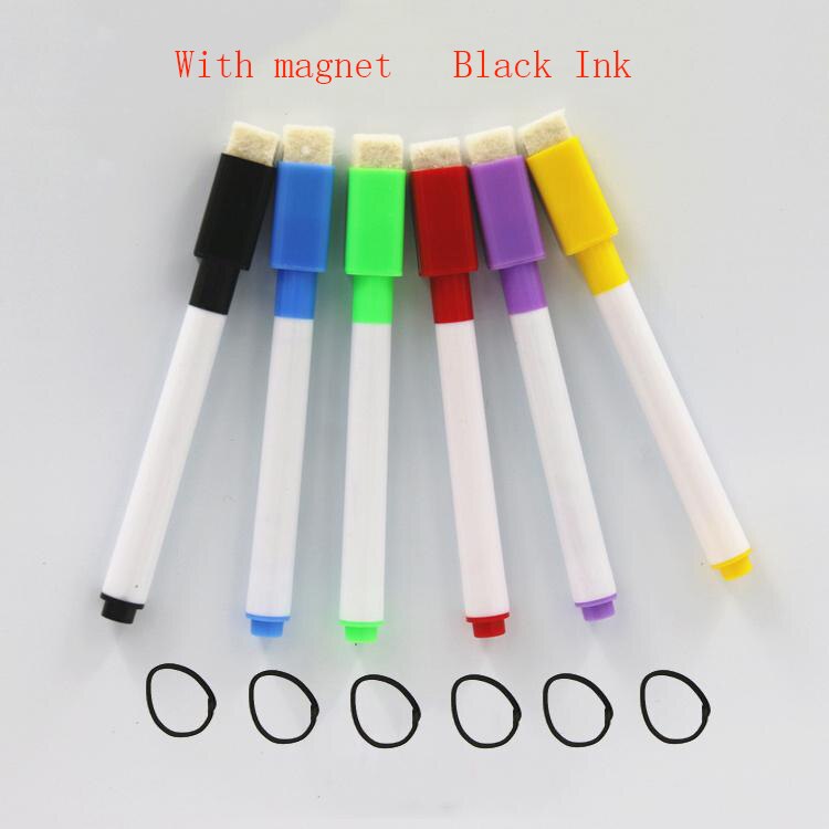 6Pcs Brand Magnetische Of Niet-magnetisch Whiteboard Pen Uitwisbare Droog White Board Markers Magneet Ingebouwde Gum Kantoor Schoolbenodigdheden: B