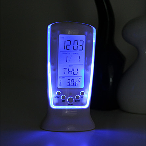 LED Digitale Wekker Met Blauwe Achtergrondverlichting Elektronische Kalender Thermometer