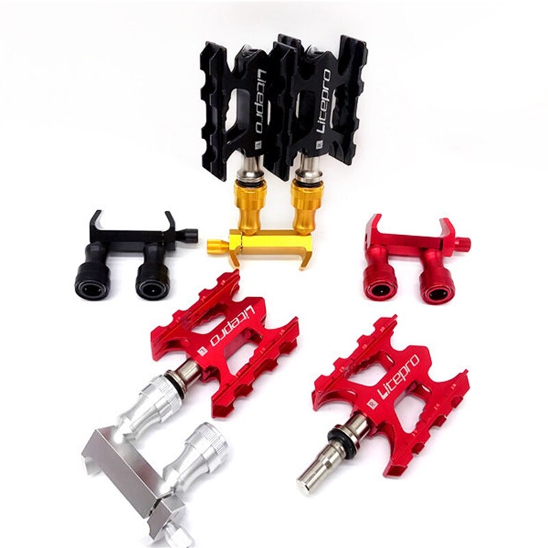 Fietspedalen Vouwpedalen, Vouwfiets Aluminiumlegering Pedalen Schoenplaatjes Vervanging Voor Racefiets,14mm Universele Draad (D