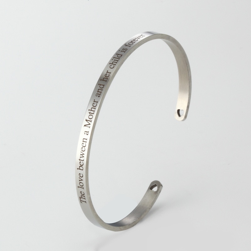 Inspirational Bracelet Classic Jewelry Lettering The love between a Mother and her child is Stainless Steel Bangle&Bracelet