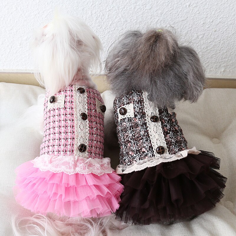 Hond Kleren Raster Kant Mode Kat Hond Jurk Jasje Pet Kleding Voor Honden Pet Winter Warm Huisdier Producten Puppy teddy Chihuahua